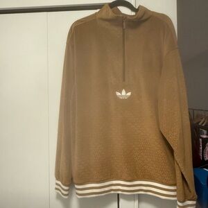 Adidas Men's Tan Zip-Up Sweater